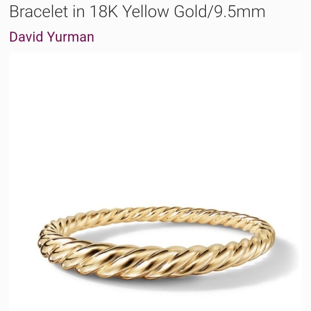 David Yurman 18K Pure Form Cable Bracelet